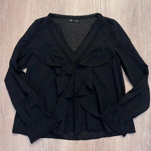 Zara Black Ruffled Blouse